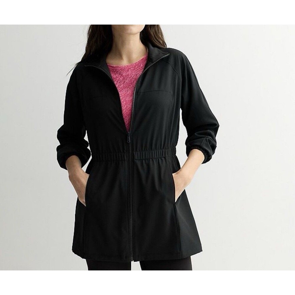 Tek Gear Women's size 2XL full zippered Black Woven Jacket Cinched waist - Picture 2 of 9